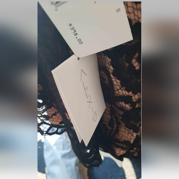 ALEXIS Black Lace nude lined romper open back - Picture 3 of 3